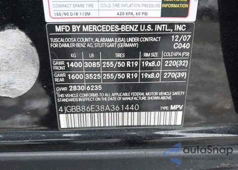 2008 Mercedes-Benz Ml 350 4Matic z USA, uszkodzony, nr VIN 4JGBB86E38A361440